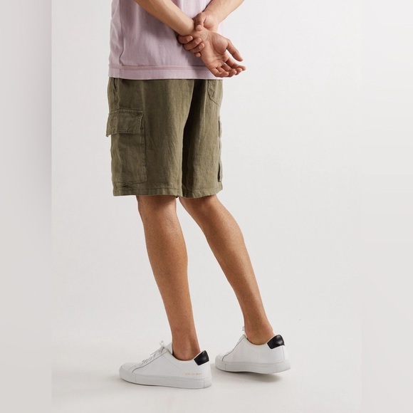 Vilebrequin Baie Straight-Leg Linen Drawstring Cargo Shorts Green - Picture 2 of 9